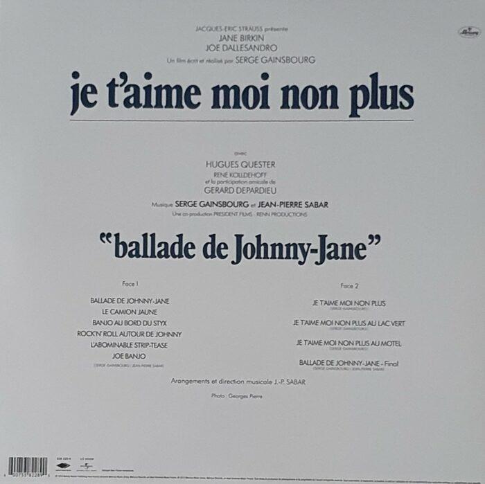 vinyle serge gainsbourg je t'aim moi non plus verso