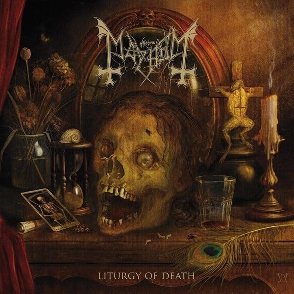 vinyle doré et noir mayhem liturgy of death