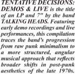 vinyle talking heads tentative decisions demos & live