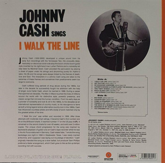 vinyle johnny cash sings I walk the line verso