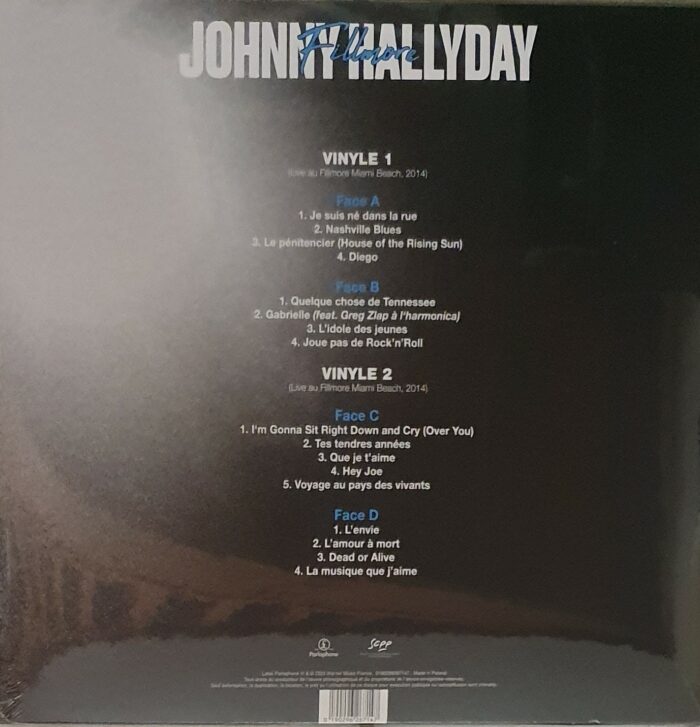 double vinyle johnny hallyday miami fillmore verso