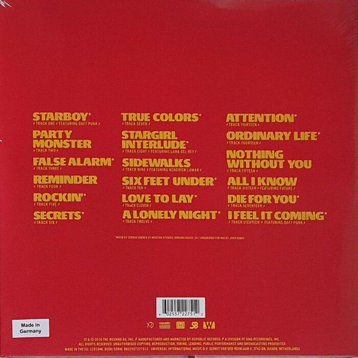 double vinyle the weeknd starboy rouge transparent verso